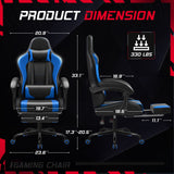 Homall RGB Gaming Chair with Massage and LED Lights Ergonomic Computer Chair with Footrest E-sports Chair with Adjustable Lumbar Support Reclining Video Game Chair