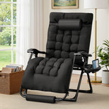 Homall Oversized Zero Gravity Chair with Removable Thick Cushion, Lawn Patio Reclining Chair Upgraded Alloy Lock and Cup Holder, for Indoor Outdoor