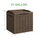 Homall 31 Gallon Outdoor Deck Box In Resin with Seat, Light Coffee