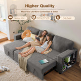 Homall 80" Sleeper Sofa Couch with Pull Out Bed with Storable Armrest Shelf and USB Charge Port Modern Sectional Sofa Bed for Living Room