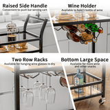 Homall Bar Cart Home Industrial Mobile Bar Cart with Wine Rack, Glass Holder and Wood Storage Shelves for Living Room, Kitchen, Party