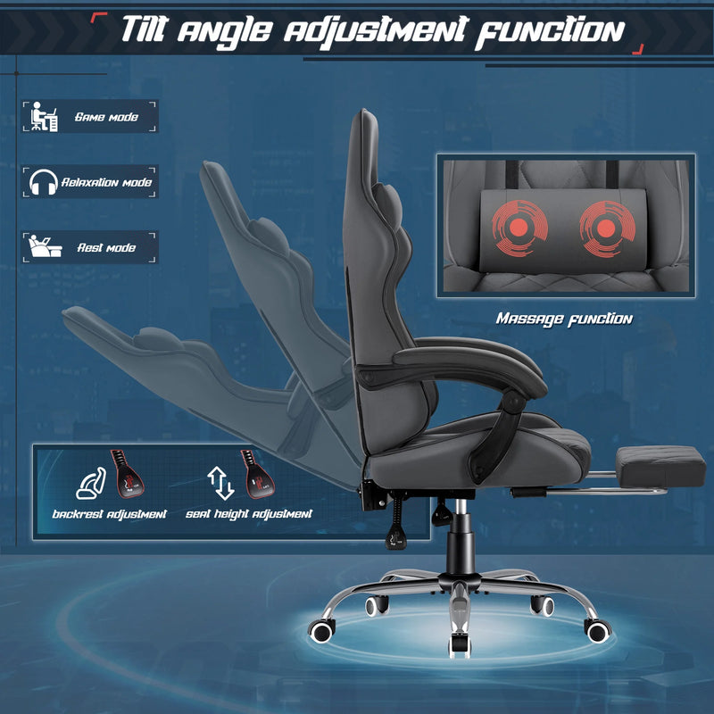 Homall Gaming Chair Fabric Computer Chair Massage Game Chair Cloth Office Chair with Headrest, Lumbar Support & Footrest