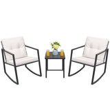 Homall 3 Pieces Patio Furniture Set Rocking Wicker Bistro Sets Modern Outdoor Cushioned Chair