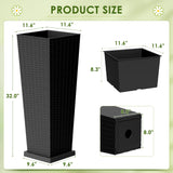 Homall 2-Pack 24" Tall Outdoor Plastic Planters with Inside Pots, Rattan - Patterned for Patio Decor