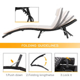 Lacoo 3 Pieces Outdoor Chaise Lounge Chair Patio Furniture Adjustable Folding PE Rattan Lounge Chair