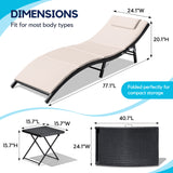 Homall 3 Pieces Patio Chaise Lounge Chair Sets Outdoor Beach Pool PE Rattan Reclining Chair with Folding Table and Cushion