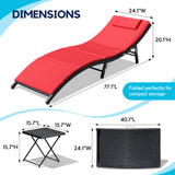Homall 3 Pieces Patio Chaise Lounge Chair Sets Outdoor Beach Pool PE Rattan Reclining Chair with Folding Table and Cushion