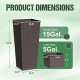 Homall 25" Tall Plastic Planter Set of 2 with Inside Pots, Drainages, for Outdoor and Indoor