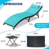 Homall 3 Pieces Patio Chaise Lounge Chair Sets Outdoor Beach Pool PE Rattan Reclining Chair with Folding Table and Cushion