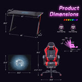 Homall RGB Gaming Desk and Chair Set, Carbon Fiber Desktop Z-Shape Table Massage Ergonomics Racing Chair E-Sports LED Lights Chair RGB Gaming Set