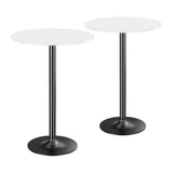 Homall Bistro Pub Table Round Bar Height Cocktail Table Metal Base MDF Top Obsidian Table with Black Leg 23.8-Inch Top, 39.5-Inch Height