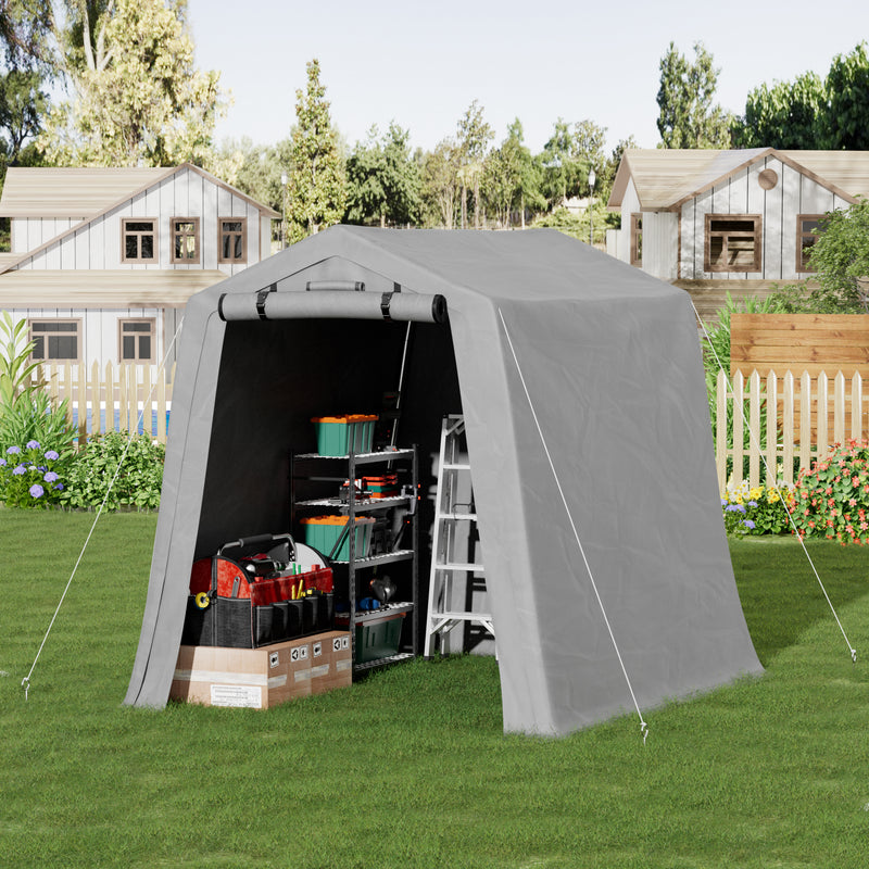 Homall 6X6 ft Storage Tent Outdoor Portable Shelter Shed for Motorcycle, Waterproof and UV Resistant, Anti-Snow Carport with Rolled up Zipper Doors and Vents,Gray