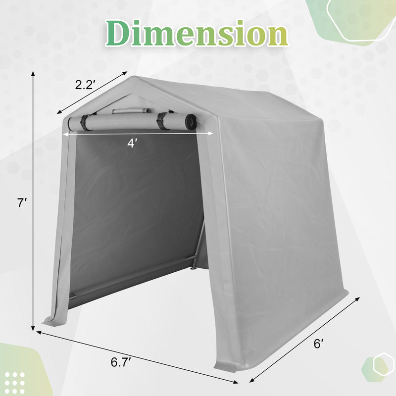 Homall 6X6 ft Storage Tent Outdoor Portable Shelter Shed for Motorcycle, Waterproof and UV Resistant, Anti-Snow Carport with Rolled up Zipper Doors and Vents,Gray