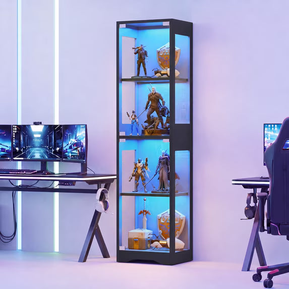 Homall Glass Display Cabinet with RGB LED Lights, 65