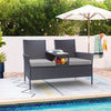 LACOO Outdoor Patio Loveseat Modern Wicker Patio Conversation Furniture Set with Cushions and Built-in Coffee Table Porch Furniture for Garden Lawn Backyard