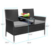 LACOO Outdoor Patio Loveseat Modern Wicker Patio Conversation Furniture Set with Cushions and Built-in Coffee Table Porch Furniture for Garden Lawn Backyard