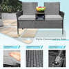 LACOO Outdoor Patio Loveseat Modern Wicker Patio Conversation Furniture Set with Cushions and Built-in Coffee Table Porch Furniture for Garden Lawn Backyard