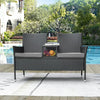 LACOO Outdoor Patio Loveseat Modern Wicker Patio Conversation Furniture Set with Cushions and Built-in Coffee Table Porch Furniture for Garden Lawn Backyard