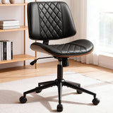 Homall Armless Office Chair, Curved Wood Accent Desk Chair with Adjustable Height, PU Task Chair for for Small Spaces, Black