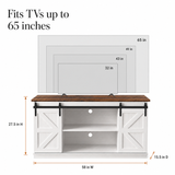 Homall Farmhouse TV Stand for TVs up to 65'', Storage Cabinet with Sliding Barn Door, Entertainment Center for Living Room