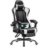 Homall PU Leather Gaming Chair Carbon Fiber Massage Ergonomic Gamer Chair Height Adjustable Computer Chair with Footrest & Lumbar Support