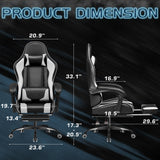 Homall PU Leather Gaming Chair Carbon Fiber Massage Ergonomic Gamer Chair Height Adjustable Computer Chair with Footrest & Lumbar Support