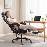 Homall PU Leather Gaming Chair Carbon Fiber Massage Ergonomic Gamer Chair Height Adjustable Computer Chair with Footrest & Lumbar Support