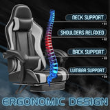 Homall PU Leather Gaming Chair Carbon Fiber Massage Ergonomic Gamer Chair Height Adjustable Computer Chair with Footrest & Lumbar Support