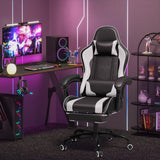 Homall PU Leather Gaming Chair Carbon Fiber Massage Ergonomic Gamer Chair Height Adjustable Computer Chair with Footrest & Lumbar Support