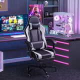 Homall PU Leather Gaming Chair Carbon Fiber Massage Ergonomic Gamer Chair Height Adjustable Computer Chair with Footrest & Lumbar Support