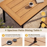 Homall Outdoor Patio Dining Set of 7, Rectangular Dining Table with Umbrella Hole and 6 Armrest Chairs, Low Maintenance for Backyard Deck Poolside