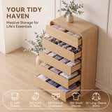 Homall 5 Drawer Tall Dresser for Bedroom, Narrow Dresser Chest of Drawers with Rounded Corners & Handleless Design, Modern Wood Storage Dresser Organizer for Small Space, Living Room