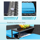 LACOO Outdoor Patio Loveseat Modern Wicker Patio Conversation Furniture Set with Cushions and Built-in Coffee Table Porch Furniture for Garden Lawn Backyard