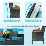 LACOO Outdoor Patio Loveseat Modern Wicker Patio Conversation Furniture Set with Cushions and Built-in Coffee Table Porch Furniture for Garden Lawn Backyard