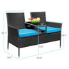 LACOO Outdoor Patio Loveseat Modern Wicker Patio Conversation Furniture Set with Cushions and Built-in Coffee Table Porch Furniture for Garden Lawn Backyard