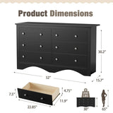 Homall 6 Drawer Double Dresser Equipped with an Anti-Toppling Device, Modern Wood Chest of Drawer for Living Room Bedroom