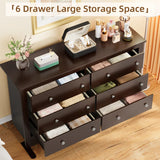 Homall 6 Drawer Double Dresser Equipped with an Anti-Toppling Device, Modern Wood Chest of Drawer for Living Room Bedroom