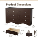 Homall 6 Drawer Double Dresser Equipped with an Anti-Toppling Device, Modern Wood Chest of Drawer for Living Room Bedroom