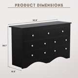 Homall 6 Drawer Double Dresser Equipped with an Anti-Toppling Device, Modern Wood Chest of Drawer for Living Room Bedroom