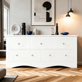 Homall 6 Drawer Double Dresser Equipped with an Anti-Toppling Device, Modern Wood Chest of Drawer for Living Room Bedroom