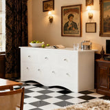 Homall 6 Drawer Double Dresser Equipped with an Anti-Toppling Device, Modern Wood Chest of Drawer for Living Room Bedroom