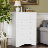 Homall 6 Drawer Double Dresser Equipped with an Anti-Toppling Device, Modern Wood Chest of Drawer for Living Room Bedroom