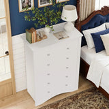Homall 6 Drawer Double Dresser Equipped with an Anti-Toppling Device, Modern Wood Chest of Drawer for Living Room Bedroom