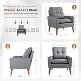 Homall Accent Chair Mid Century Modern Fabric Upholstered Tufted Armchair Wood Legs Lounge Chair for Living Room,Set of 2