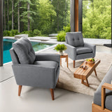 Homall Accent Chair Mid Century Modern Fabric Upholstered Tufted Armchair Wood Legs Lounge Chair for Living Room,Set of 2