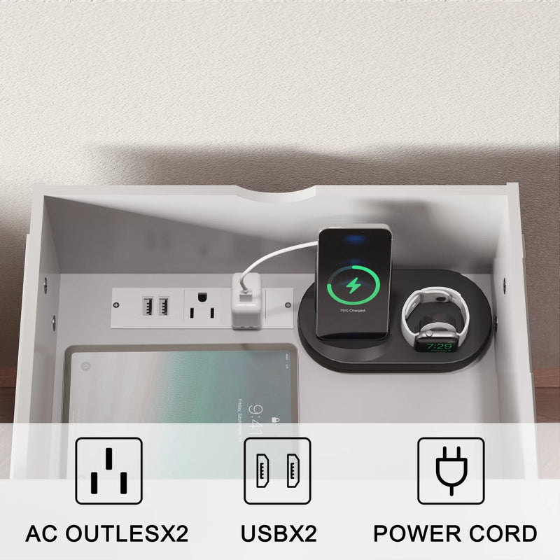 Homall Nightstand Led Bedside End Tale with Remote and Charging Ports