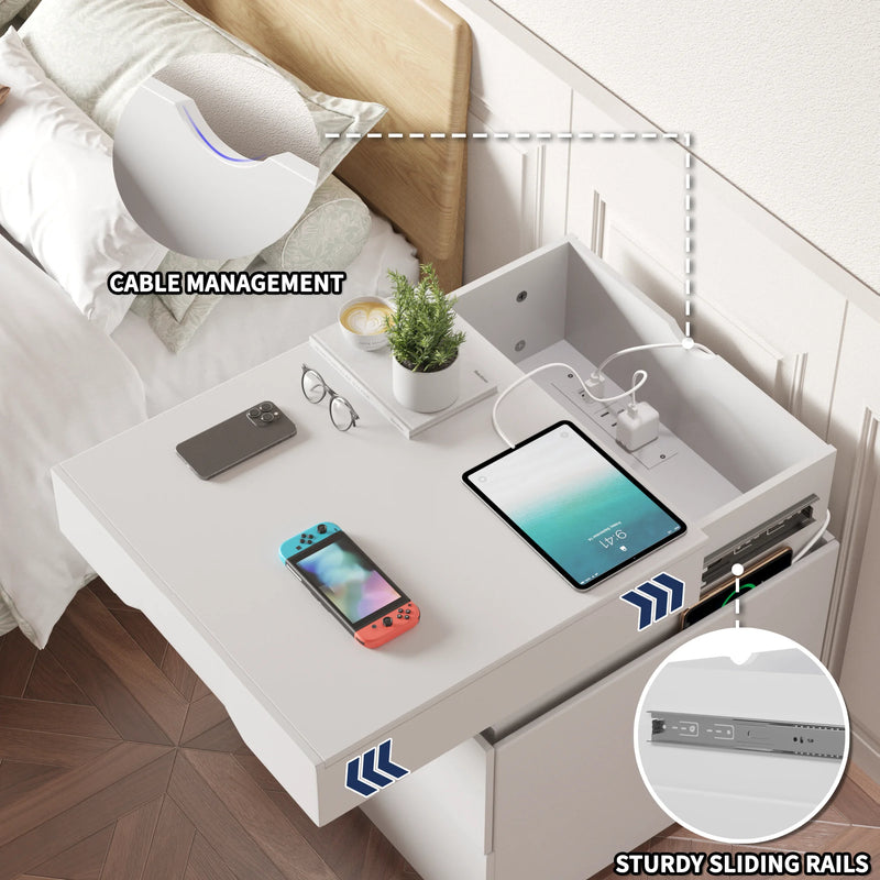 Homall Nightstand Led Bedside End Tale with Remote and Charging Ports