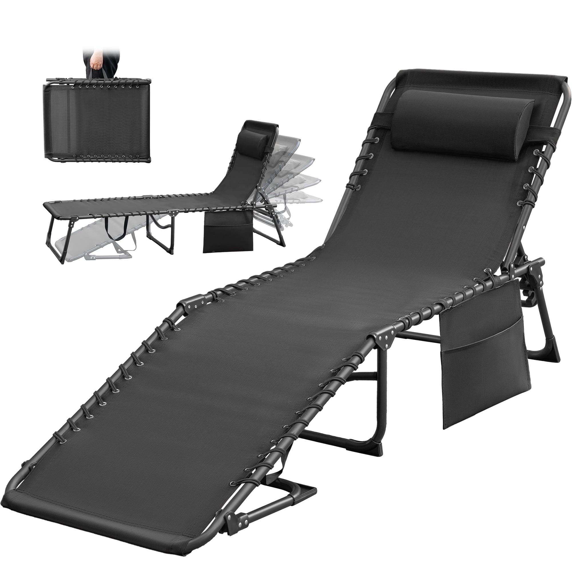 Homall Outdoor Lounge Chair Foldable Chair Adjustable Height Patio Lounge Chair,Suitable for Beach,Lawn and Pool