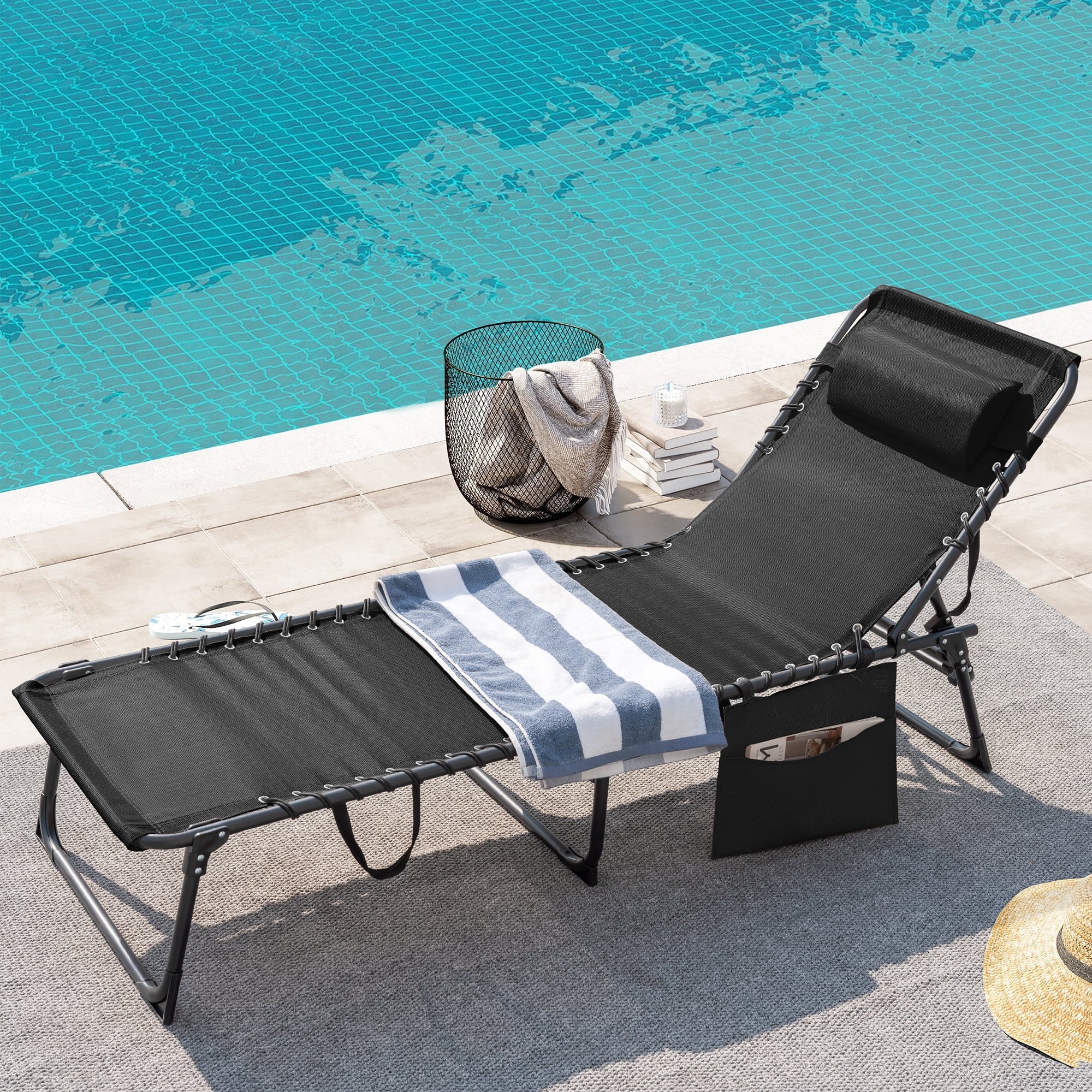 Homall Outdoor Lounge Chair Foldable Chair Adjustable Height Patio Lounge Chair,Suitable for Beach,Lawn and Pool