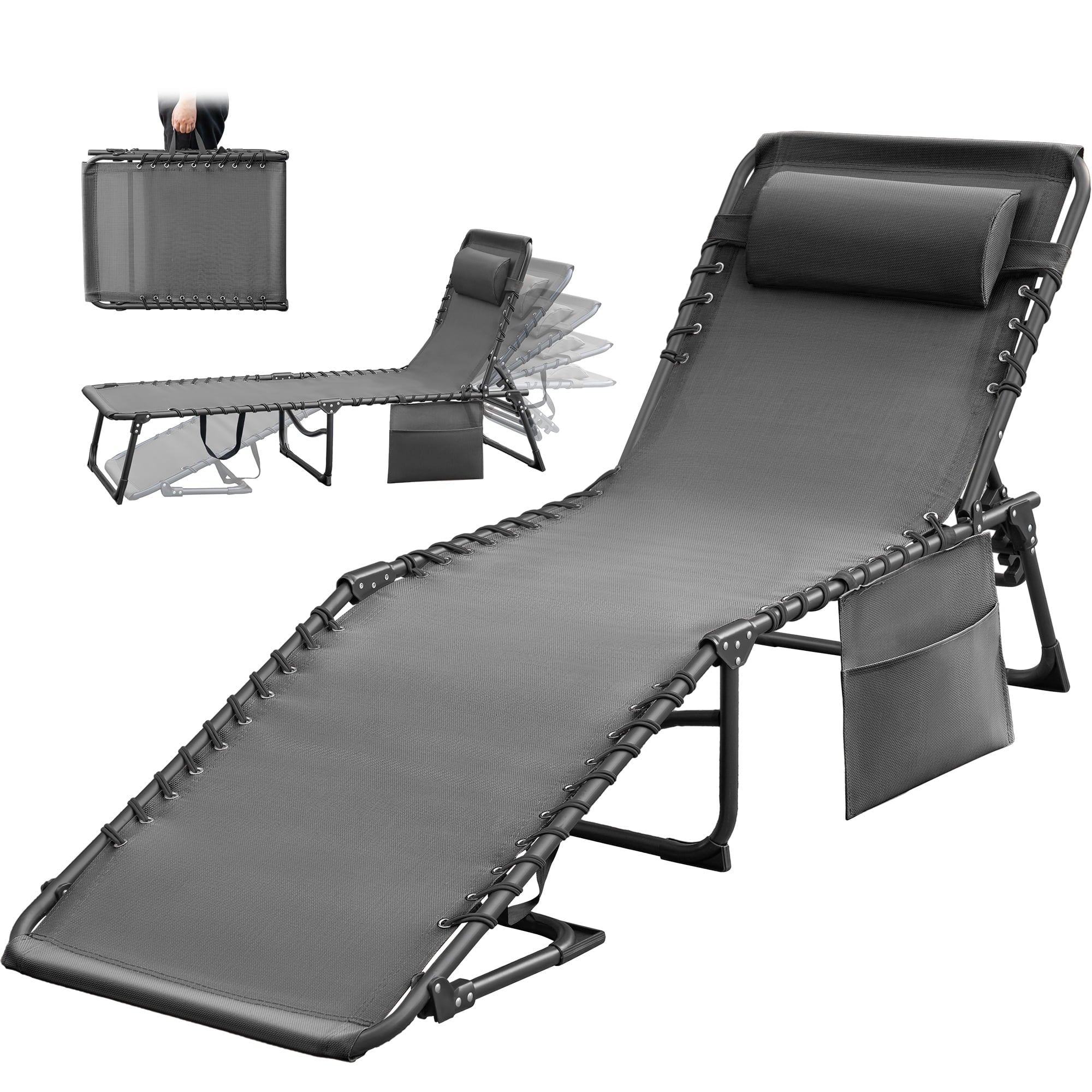 Homall Outdoor Lounge Chair Foldable Chair Adjustable Height Patio Lounge Chair,Suitable for Beach,Lawn and Pool